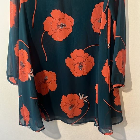 Cupcakes &‎ Cashmere Sybella Shift Dress Women XS sheer long sleeve floral print - Picture 10 of 12